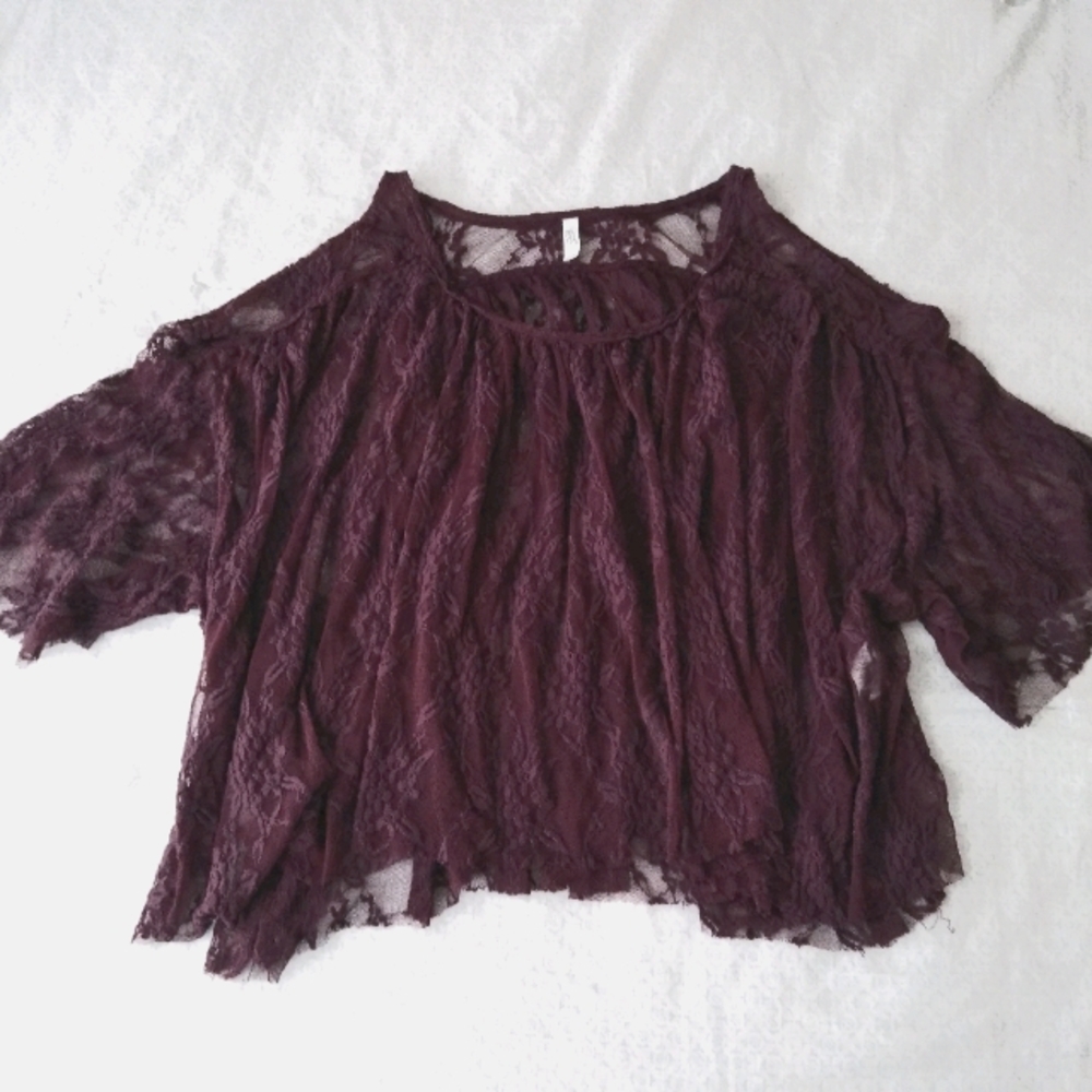 Free People Sheer cold shoulder Top